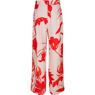 👉 Broek wit kunstvezels gebloemd rood met bloemenprint Alba Moda Koraal/Wit