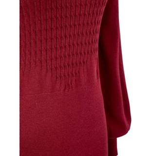 👉 Gebreide jurk l effen vrouwen rood met kabelpatroon REKEN MAAR Granaatrood 4055709246811
