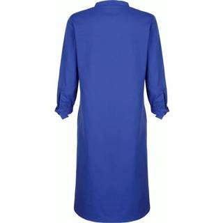 👉 Jurk katoen effen blauw vrouwen met ronde hals Alba Moda Royal blue