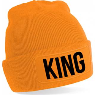 👉 Muts oranje active tekst King - Koningsdag EK/WK voetbal one size