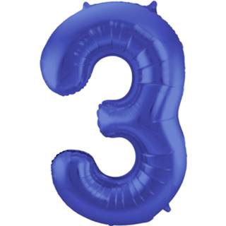 👉 Folie blauw active verjaardag ballon van cijfer 3 in het 86 cm