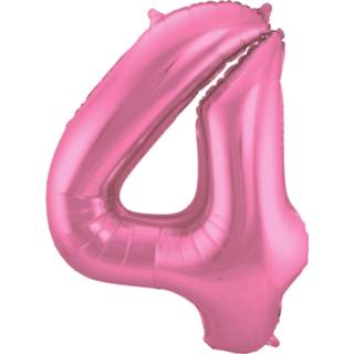 👉 Folie roze active verjaardag ballon van cijfer 4 in het 86 cm