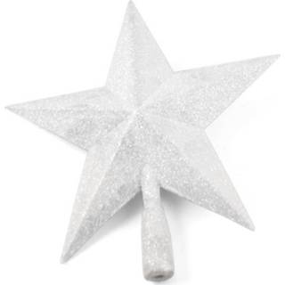 👉 Kerstboomster wit kunststof active winter kerstboom ster piek 27 cm - Kerstpieken