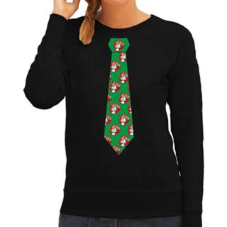 👉 Stropdas zwart active beer vrouwen Kersttrui/Kerst sweater kerstman met bier voor dames