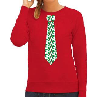 👉 Stropdas rood active vrouwen Kersttrui/kerst sweater mistletoe voor dames