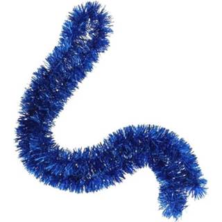 👉 Kerstboom blauw active folie slingers/lametta guirlandes van 180 x 7 cm in de kleur glitter