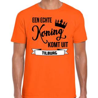 👉 Koningsdag t-shirt oranje active mannen - echte Koning komt uit Tilburg heren