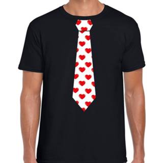 👉 Feest stropdas zwart active mannen Valentijn thema verkleed t-shirt hartjes heren