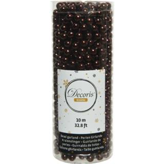 👉 Kerstboom bruin active 1x stuks kralenslingers mahonie 10 meter kerstslingers