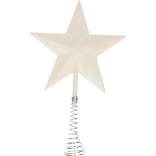👉 Kerstboomster wit kunststof active kerstboom ster piek glitter 20 cm
