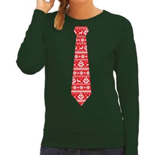 👉 Stropdas groen active vrouwen Kersttrui/kerst sweater kerstpatroon voor dames