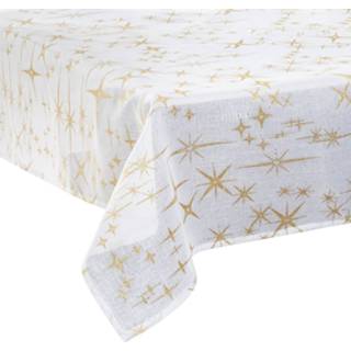 👉 Tafelkleed wit gouden active kerst sfeer thema - 140 x 240 cm met sterren