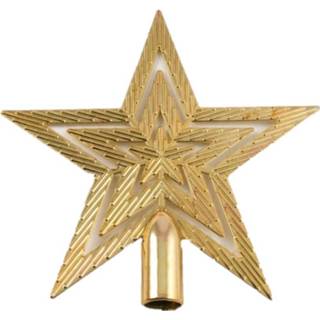 Kerstboomster kunststof goud active kerstboom ster piek 19 cm - Kerstpieken met decoratie