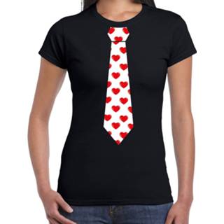 👉 Stropdas zwart active vrouwen Valentijnsdag t-shirt hartjes voor dames -