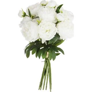 👉 Kunstbloem witte active Atmosphera kunstbloemen boeket 13 pioenen 50 cm