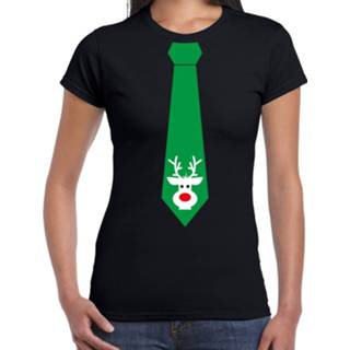 👉 Stropdas zwart active present vrouwen Kerst T-shirt rendier voor dames