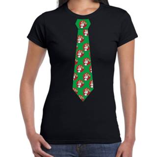 👉 Stropdas zwart active vrouwen Kerst T-shirt kerstman met bier voor dames