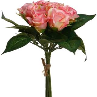 👉 Kunstbloem roze active Atmosphera kunstbloemen boeket 9 rozen 24 cm