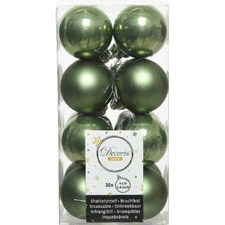 👉 Kerstbal groen kunststof glans active 16x stuks kerstballen mos 4 cm glans/mat