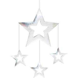 👉 Zilver active Kerst sterren hangdecoratie 60 x 45 cm
