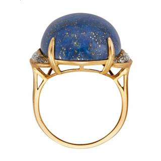 👉 Dames ring zilver goudkleur vrouwen Damesring met lapis lazuli-cabochon en synth. zirkonia's, van echt 4055708334007