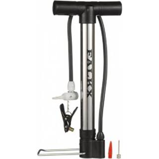 Fietspomp zilver aluminium Falkx mini Klapvoet met slang 33 cm 8718347836252