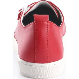 👉 Sneakers rundleer leer vrouwen rood effen Sneaker van Alba Moda 4055705851613