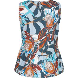 👉 Vrouwen gebloemd beige blauw Topje met kleurrijke print Alba Moda Beige/Blauw 4055708436176 4055708436107