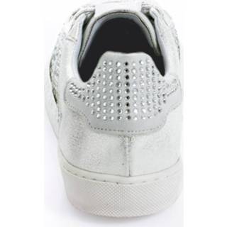👉 Sneakers zilverkleur effen vrouwen mix van imitatiesuède Sneaker een materialenmix Alba Moda 4055705084042 4055705083991