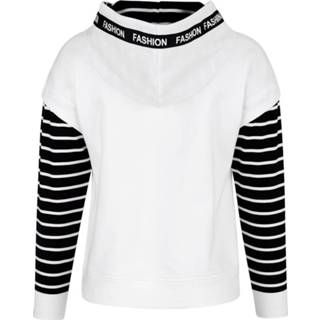 👉 Sweat shirt katoen gestreept vrouwen achterkant zwart offwhite Sweatshirt met modieuze details Alba Moda Offwhite/Zwart 4055706914850 4055706914805