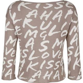 👉 Trui vrouwen offwhite met exclusief Alba Moda dessin Taupe/Offwhite 4055707272898 4055707272874