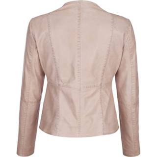 👉 Leren jas nappaleer beige vrouwen effen jasje van Alba Moda 4055708311084