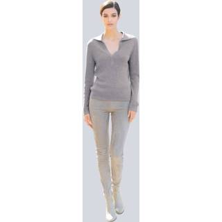 👉 Trui grijs effen vrouwen met metallic garen Alba Moda 4055709337595 4055709337458