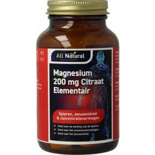 👉 Magnesium All Natural citraat 200mg element 60tb 8715066483101