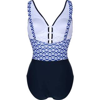 👉 Badpak blauw kunstvezels grafisch vrouwen met diep uitgesneden hals Opera 4064435734356