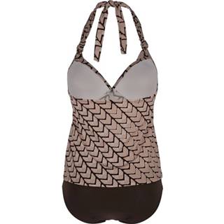 👉 Tankini beige kunstvezels grafisch vrouwen in neckholder model met bindbandjes Opera 4064435735100