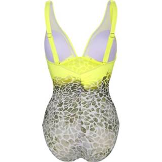 👉 Badpak geel kunstvezels animalprint vrouwen met siergesp voor Opera 4064435733359