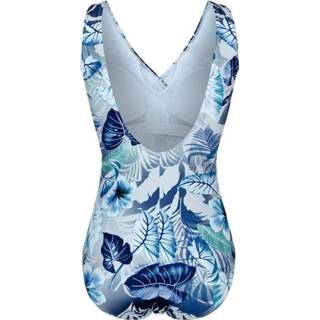 👉 Badpak kunstvezels blauw vrouwen gebloemd in klassiek wikkelmodel Maritim 4055709595599 4055709595551