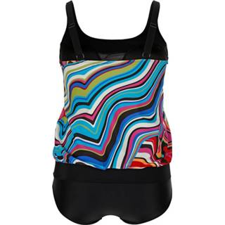 👉 Tankini blauw roze kunstvezels grafisch vrouwen met bloezend topje Maritim Blauw/Pink 4055709598873