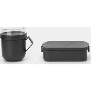 👉 Grijs Brabantia Make & Take Lunchset 2 Delig Dark Grey 8710755206665