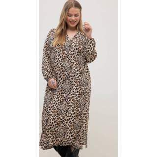 👉 Bruin viscose vrouwen Grote Maten midi kaftanjurk, Dames, bruin, Maat: 46/48, Viscose, Studio Untold 4099956041096