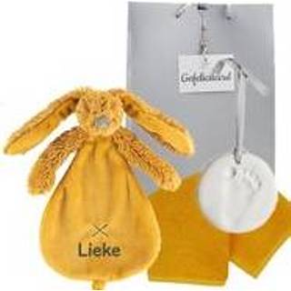 👉 Knuffeldoek magenta Knuffeldoekje rabbit richie ochre met naam 6013754180106