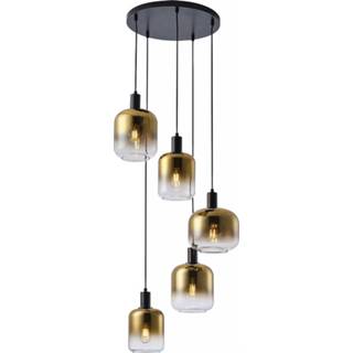 👉 Hanglamp zwart goud glas Freelight Vario 5 lichts Ø 50 cm 8720143024191