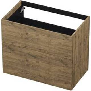 👉 Wastafelonderkast eiken MFC naturel INK P2O - 80x45x65cm 2 lades push open rechte opdekfronten 1259014 8718835049614