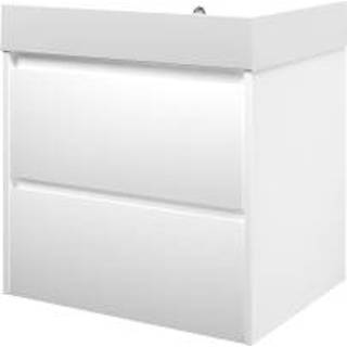 👉 Badmeubelset wit MDF lak mat Proline Loft - 60x46x62cm polystone wastafel 0 kraangaten symmetrisch wit/ 1816825 8718835068424