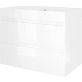 👉 Badmeubelset wit MDF lak glans Proline Loft - 80x46x62cm polystone wastafel 0 kraangaten symmetrisch wit/Glans 1816844 8718835068608