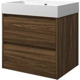 👉 Badmeubelset wit MFC cabana oak Proline Loft - 60x46x62cm polystone wastafel 1 kraangat symmetrisch oak/Mat 1816833 8718835068592