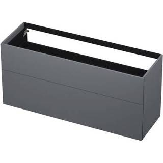 👉 Wastafelonderkast grijs MDF lak mat INK P2O - 140x45x65cm 2 lades push open rechte opdekfronten 1259316 8718835050177