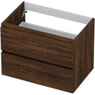 👉 Wastafelonderkast houten eiken MFC koper INK - 70x45x52cm 2 lades greeploos keerlijst 1257120 8718835050344