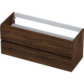 👉 Wastafelonderkast houten eiken MFC koper INK - 120x45x52cm 2 lades greeploos keerlijst 1257160 8718835050382